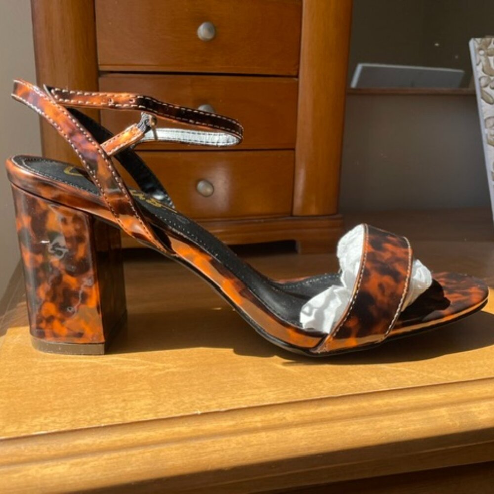 Arya Tortoise Patent High Heel Sandals - Size 11